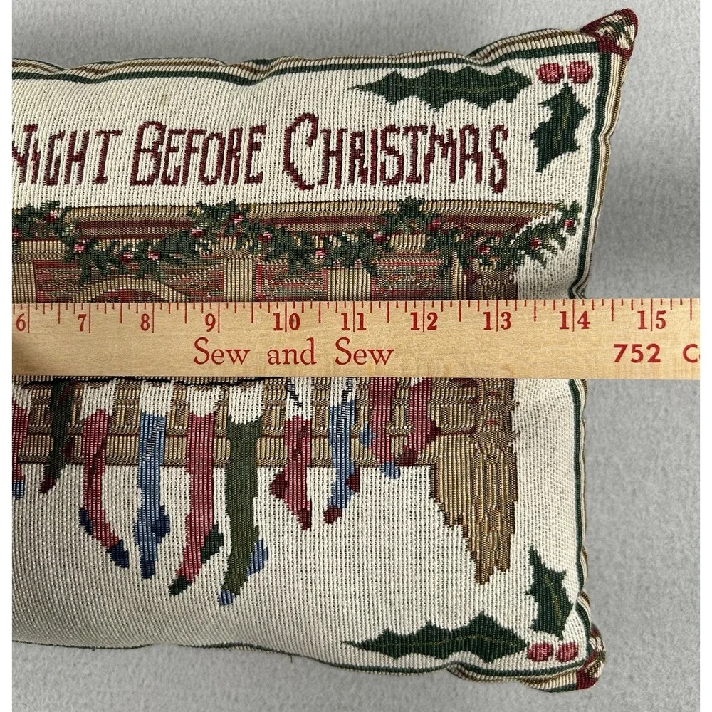 VTG Christmas Tapestry Decorative Throw Pillow 'Twas The Night Before Christmas